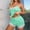 *Green, variant on Women's Lace Trim Ribbed Spaghetti Strap Camisole and Shorts Pajama Set ,Casual Sleepwear Loungewear Black,Women's Plus L