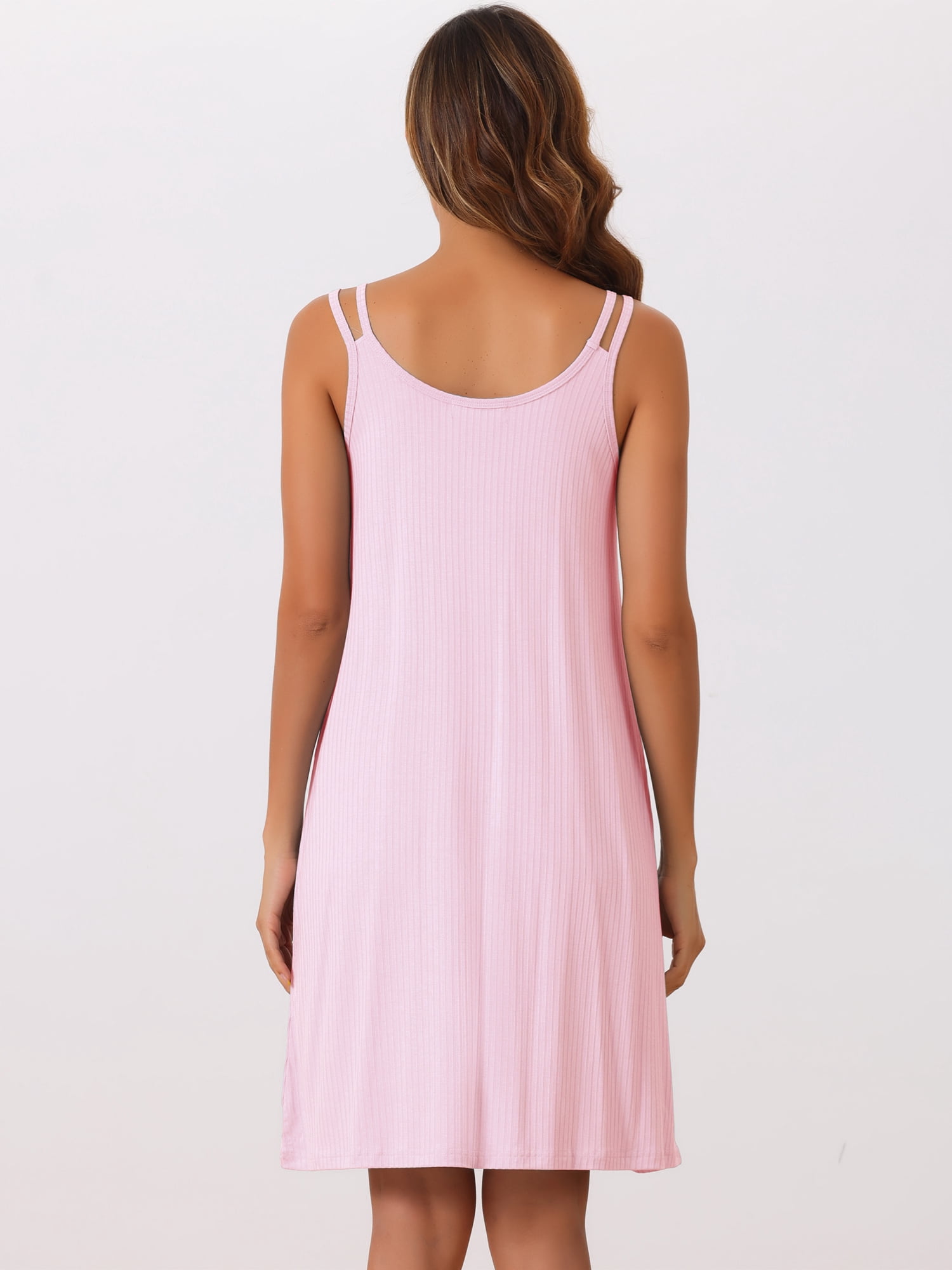 DARING DIVA Women's Sleeveless Modal Spaghetti Strap Chemise Nightgowns S Light Pink
