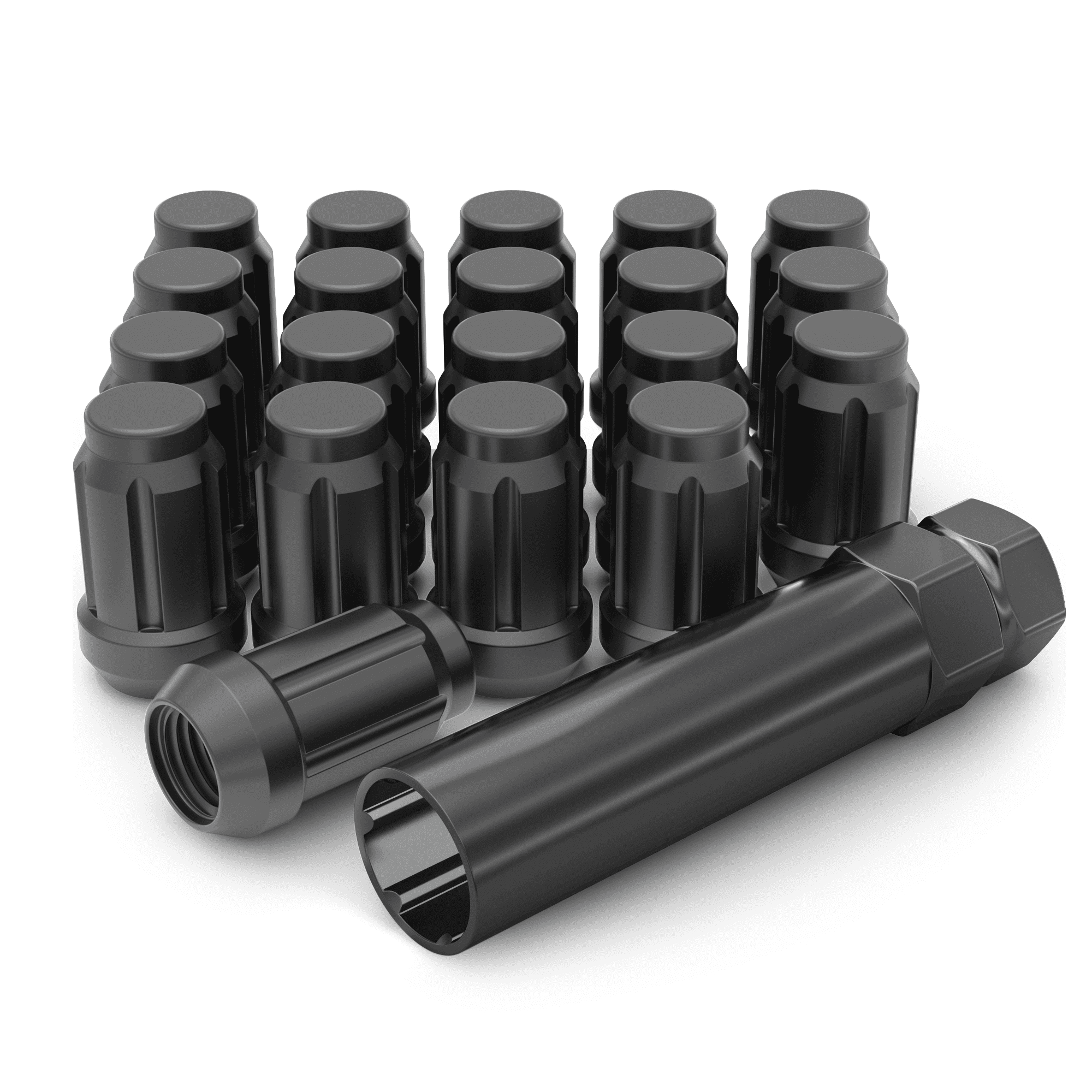 White Knight 953807MBT Matte Black M12 x 1.50 Spline Lug Nut  20 Pack