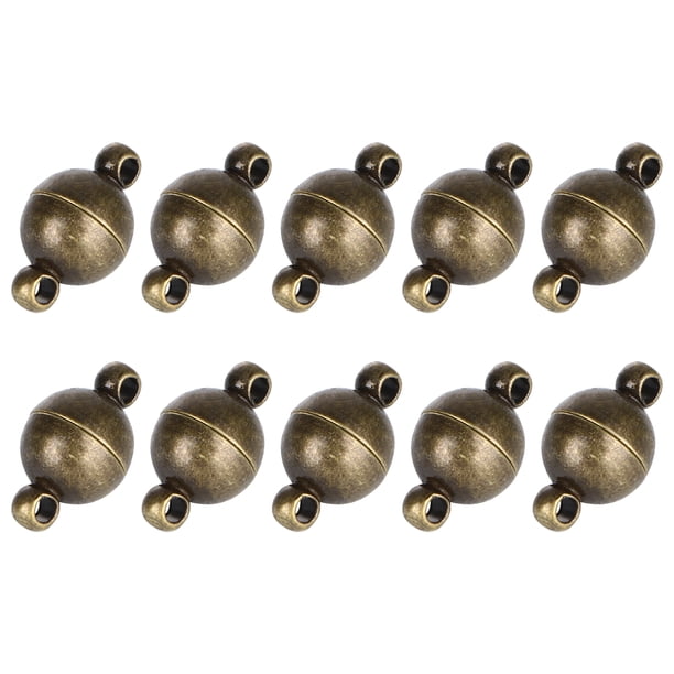EeaseMX 10 cierres magnéticos cilíndricos de 8 mm para joyería, hebillas delicadas para collares, cierres multiusos para pulseras y bisutería (latón antiguo).