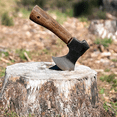 thumbnail image 4 of WICING 8" Camping Hatchet, Mini Hand Axe with 1065 Manganese Steel Blade, Beech Wood Handle, Leather Sheath & Sharpening Stone, 4 of 6