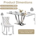thumbnail image 5 of 70.08”Glass Dining Table Set for 4,Modern Rectangle Clear Tempered Glass Top with U-Shaped Stainless Steel Base,6 Velvet Upholstered Dining Chairs for Apartment, Kitchen Dining Room,Small Spaces, 5 of 7