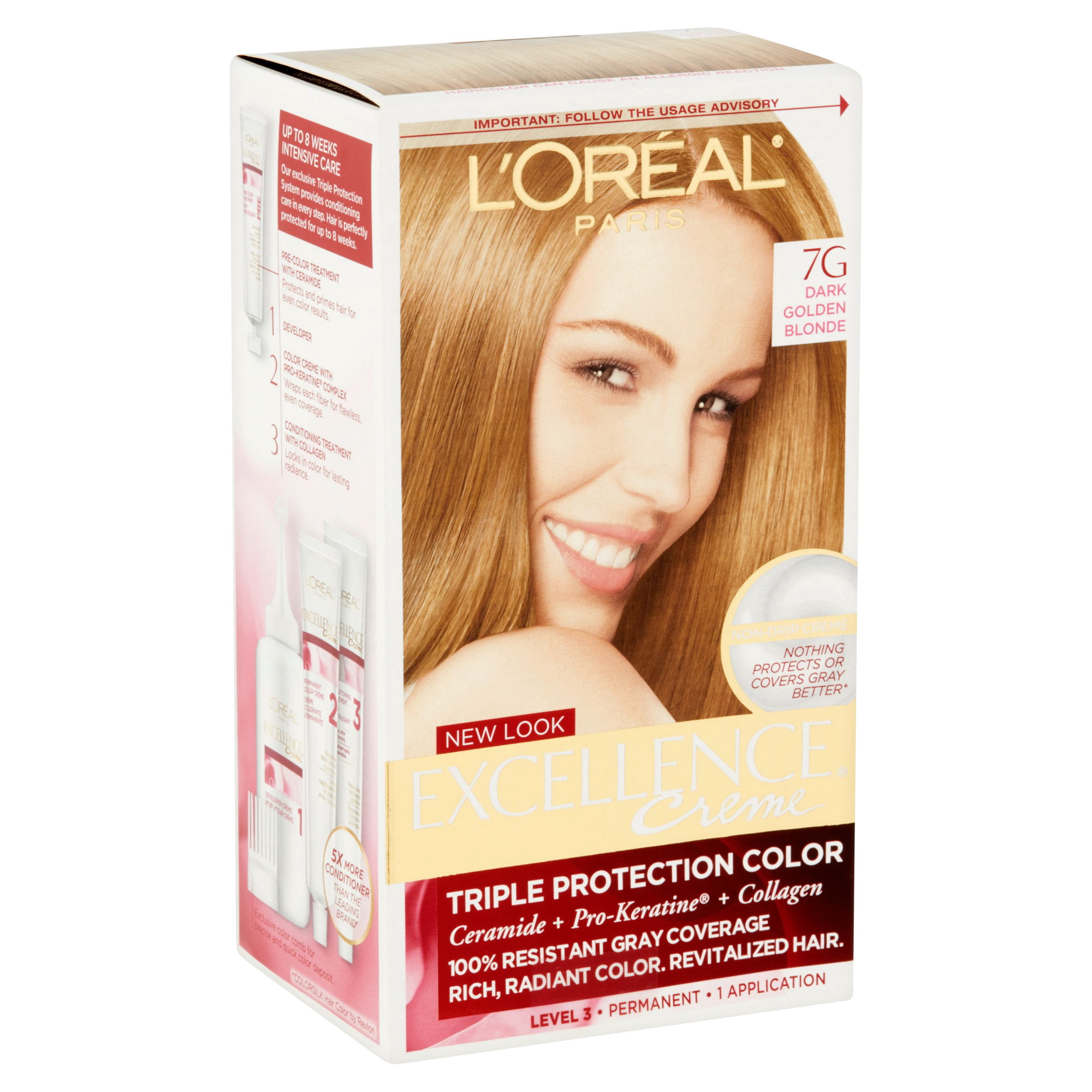 L'Oreal Paris Excellence Creme Permanent Hair Color, 7G Dark Golden Blonde