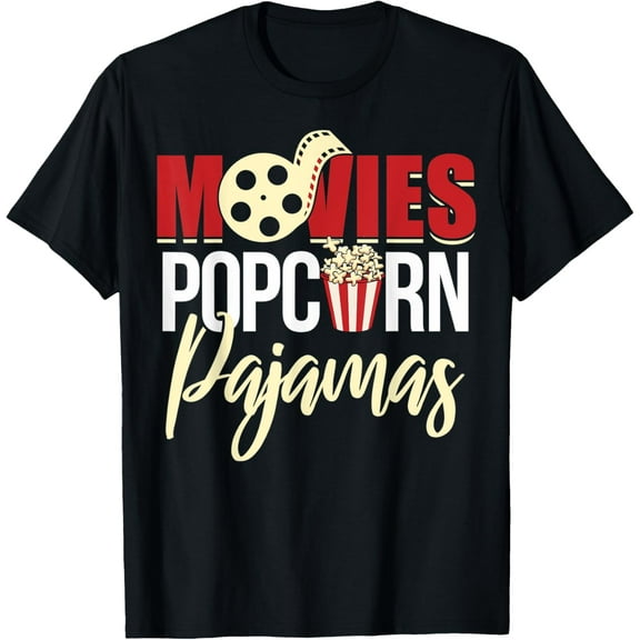 Funny Movie Night Movie Pajama Party Movies Popcorn Pajamas T-Shirt