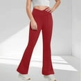 thumbnail image 2 of QATAINLAV Girls Crossover Flare Leggings with Pockets Bootcut High Waisted Yoga Pants Tummy Control Gym Workout Tights for Kids Wine,9-10 Years, 2 of 7
