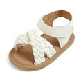 thumbnail image 4 of Wolcakyue Baby Girls Boys Sparkly Bowknot Sandals Soft Anti-Slip Rubber Sole Summer Outdoor Shoes Toddler First Walkers,White 6, 4 of 6