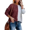 thumbnail image 1 of Femmes Lâches Col Rond Tricot Couleur Bloc Pull Manches Longues Automne Hiver Loisirs Pull Tops XL, 1 of 5