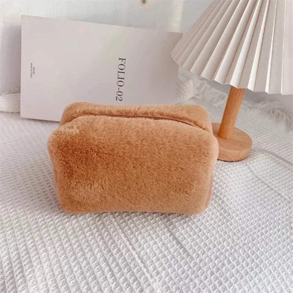 Plush Faux Fur Makeup Storage Bag