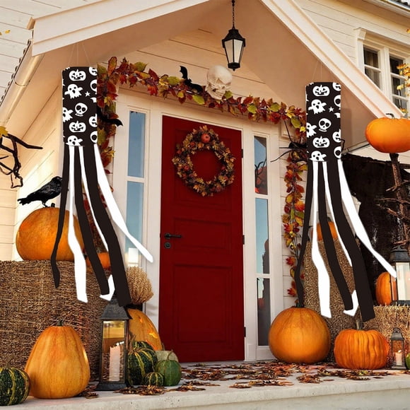 Funny Ghost Wind Sock Flag for Outdoor Halloween Decoration, Polyester Wind Tunnel Banner for Porch, Garden, or Fence, Reusable and Weather-Resistant Seasonal Yard Display