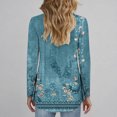 thumbnail image 4 of QUNYINEY Crew Neck Women Shirts Floral Casual Long Sleeve Blue Tops Drop Shoulder Pleated Pullover Loose T-Shirts Tops for Women, 4 of 6
