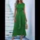 thumbnail image 4 of Vestido Midi Informal de Verano Sin Mangas para Mujer, Ajustado, con Lazo en la Cintura, , para Vacaciones, 2025 Verde M, 4 of 10