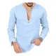thumbnail image 1 of Camisa De Manga Larga De Lino Con Cuello En V Profundo De Co, 1 of 2