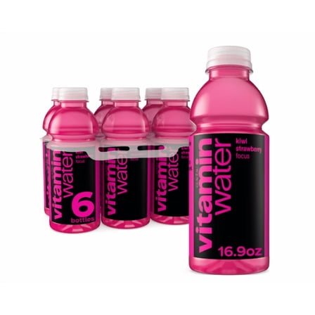vitaminwater-Focus Kiwi Strawberry Flavored Water Beverage, 16.9 fl oz, 6 Pack Bottles