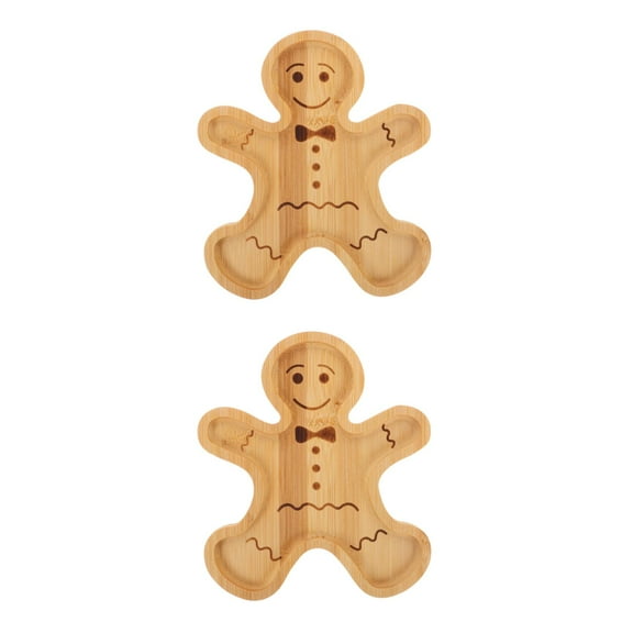 Set of 2 Lid Gingerbread Man Tray Travel 21.30X18.50X1.50CM Light Brown