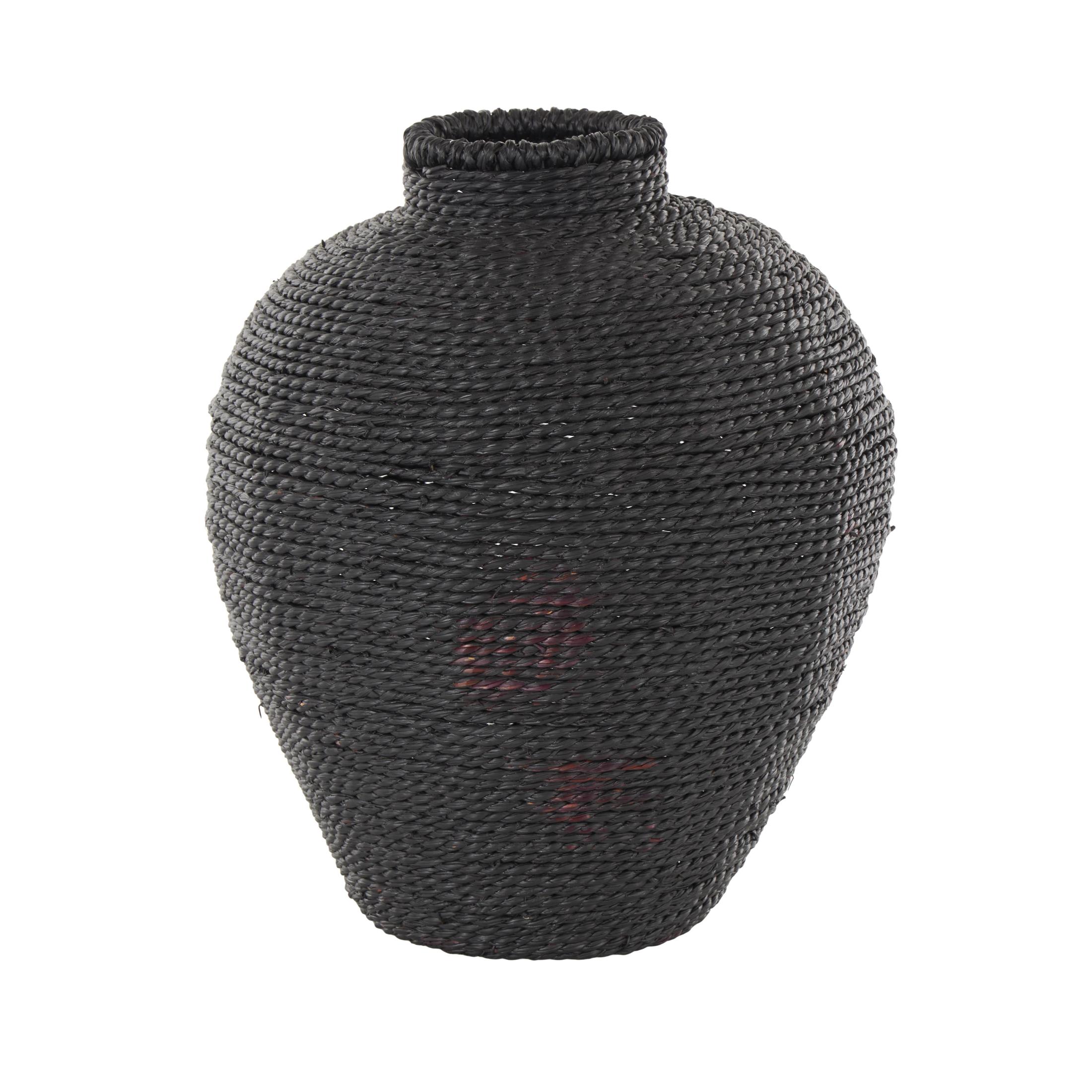 DecMode 13" Handmade Wrapped Pot Black Metal Vase