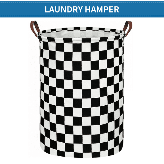 Furkithn Laundry Basket,Collapsible Laundry Hamper for Boys,Classic Checkerboard Print Storage Bin,Waterproof Toy Storage for Kids Room,Nursery,Playroom,New Parent Gift