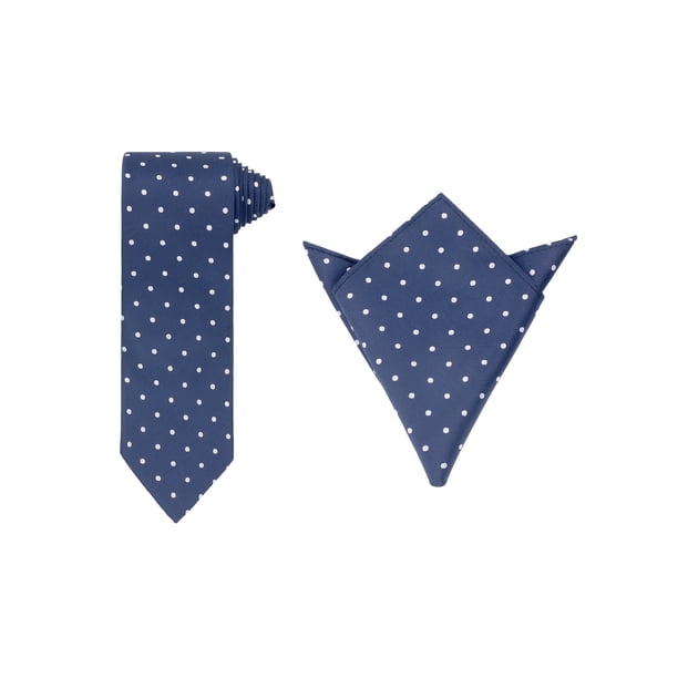 Conjuntos de corbatas para hombres INSPIRE CHIC, corbatas de lunares con pañuelo a juego para bodas y negocios, azul oscuro