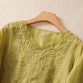 thumbnail image 4 of Blouse Vintage Brodée en Lin pour Femmes, Col en V, Patchwork, 4 of 6