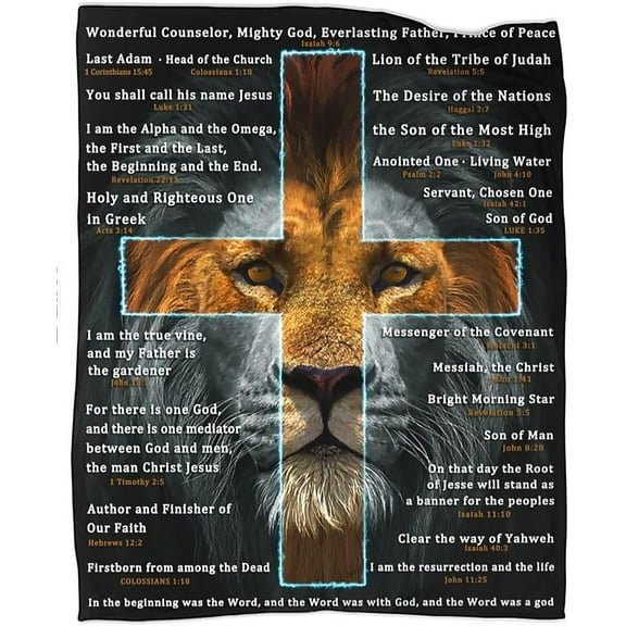 Bible Verse Blanket Christian Lion Prayer Religious Throw Blankets for Couch Sofa Bed Warm Gifts 50X60 in