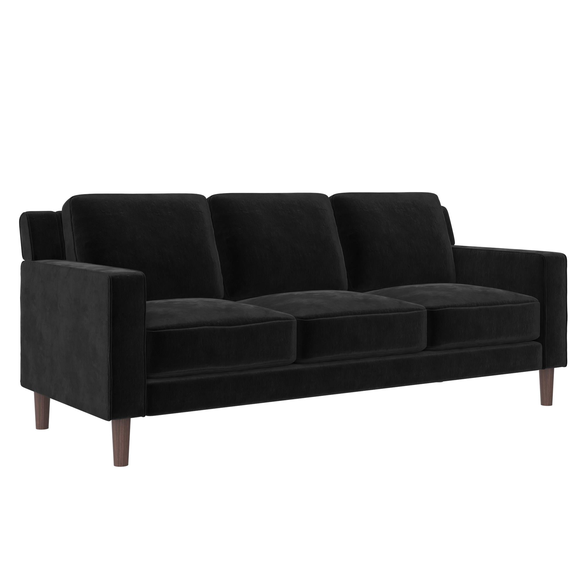 DHP Bryanna 3 Seater Sofa, Black Velvet