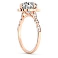 thumbnail image 3 of 1.35 ctw Cushion Cut Forever One Moissanite Flower Leaves with Diamonds Engagement Ring 14k Rose Gold, 3 of 7