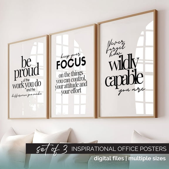 Uplifting Work Quote Inspirational Women Office Wall Art Print Set 3 Unframed Paper Print 8x12