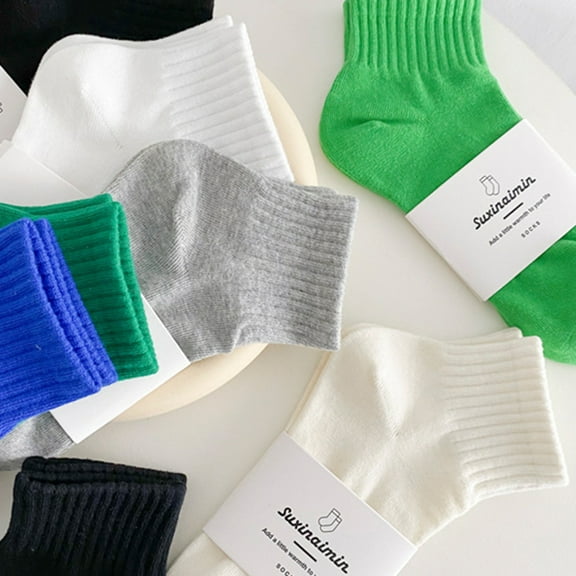 dianhelloya 1 Pair Women Socks Solid Color Stretchy Spring Summer Sweat-absorbing Elastic Opening Socks for Sports Light Green