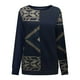 thumbnail image 4 of Camiseta informal con estampado de cuello redondo para mujer, blusa suelta de manga larga, blusa sólida Pompotops gfhjh16017, 4 of 5