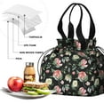 thumbnail image 4 of Pioneer Flower Drawstring Lunch Bag Women - Drawstring Lunch Bag Insulated for Work Office - Stain-Resistant Large Lunchbags for Women with Multi-Pockets, 4 of 6
