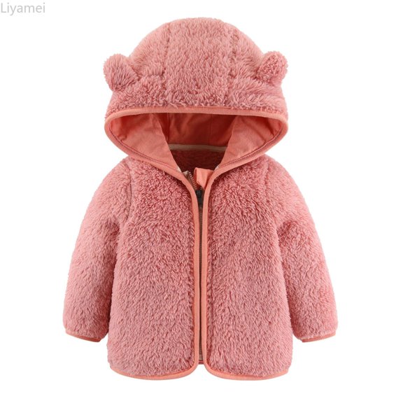 Liyamei Baby Bear Ears Hooded Jacket with Zipper for Winter Warm Outerwear Size 18-24 Months