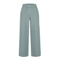 thumbnail image 5 of GEWSEY Women's Linen Summer Palazzo Pants Casual High Waist Flowy Wide Leg Pant Beach Trousers with Pocket (Sky Blue, 3XL), 5 of 6