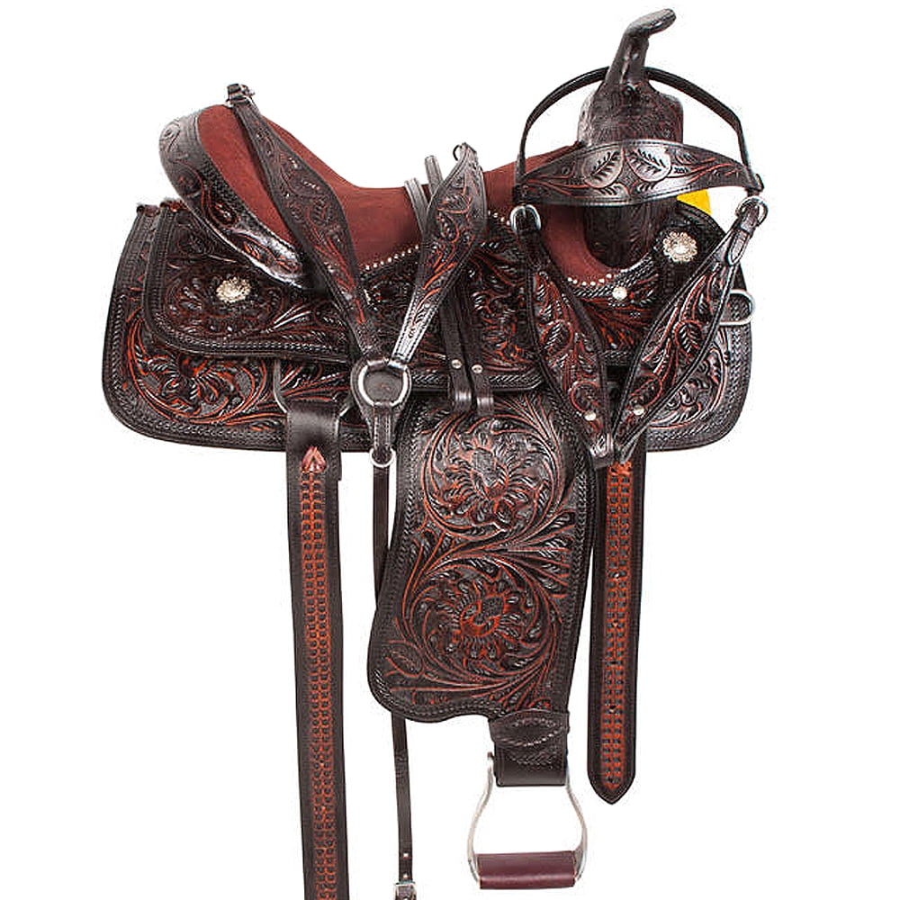 Details about   15 16 BARREL RACING HORSE TRAIL TOOLED CUSTOM LEATHER WESTERN SADDLE PACKAGE 