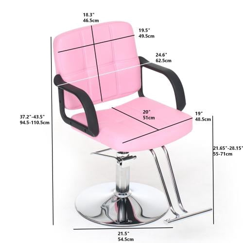 Barber Chair for Hair Stylist, 360° Swivel Salon Styling Chair with Heavy Duty Hydraulic Pump, Adjustable Height, 350 lbs Capacity, Pink PU Leather