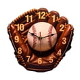 thumbnail image 2 of Reloj de pared con diseño de guante de béisbol, con temática deportiva, de 10 pulgadas, decorativo para escuela, dormitorio y oficina., 2 of 8