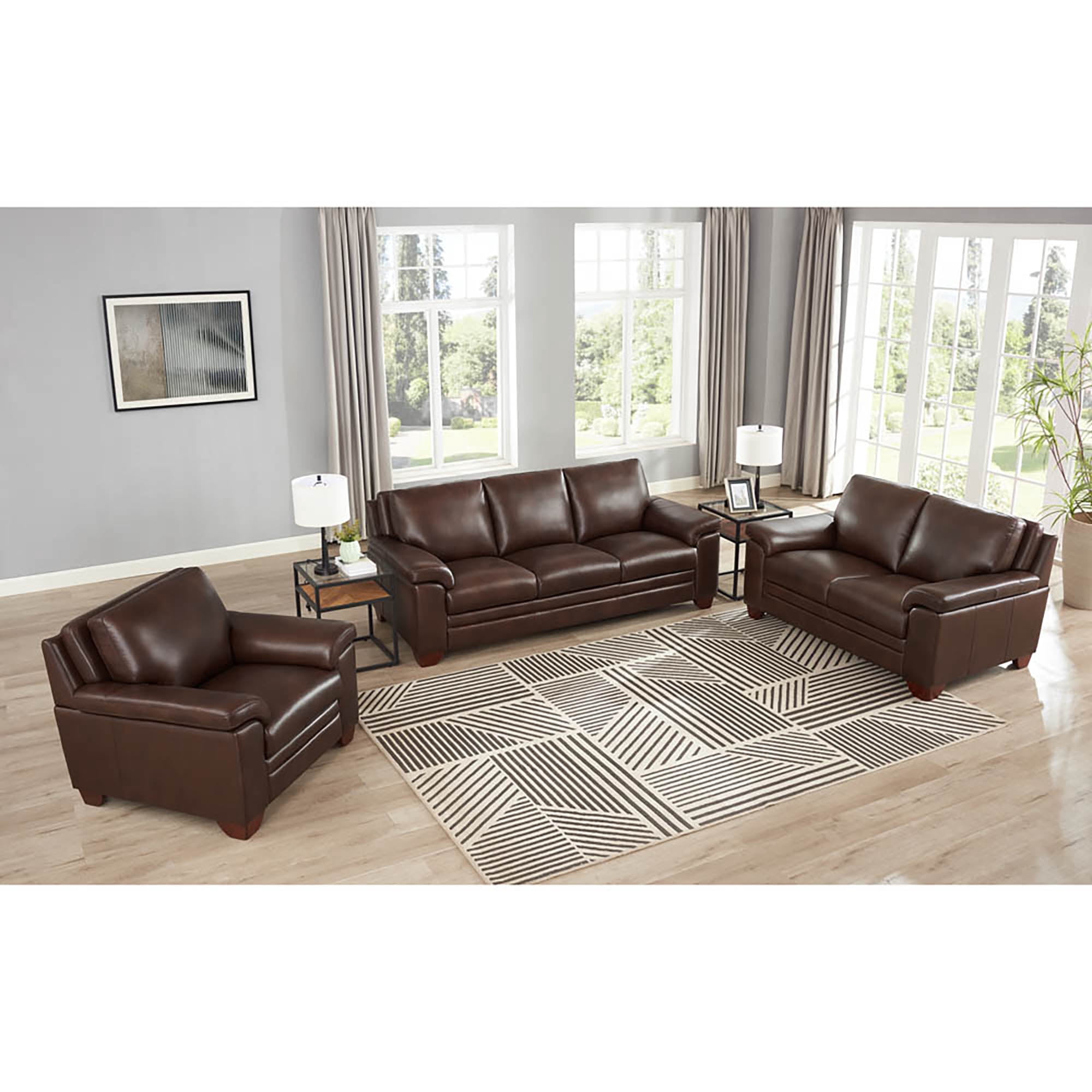 Hydeline Magnum Top Grain Leather Chair Chestnut Brown with Tapered Legs Memory Foam and Springs Seating