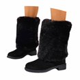 thumbnail image 3 of Work Boots for Women Christmas Thick Heel Pointed Toe Mid Calf Boots Shoes Women's Ankle Boots & Booties, 3 of 5