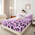thumbnail image 4 of Castle Fairy Girls Female Women Animal Leopard Print Full Size Sheets 4-Piece,Bling Purple Glitter Breathable Bed Sheets,Dreamy Princess Lightweight Sheet Sets,Ultra Soft Home Decor, 4 of 7