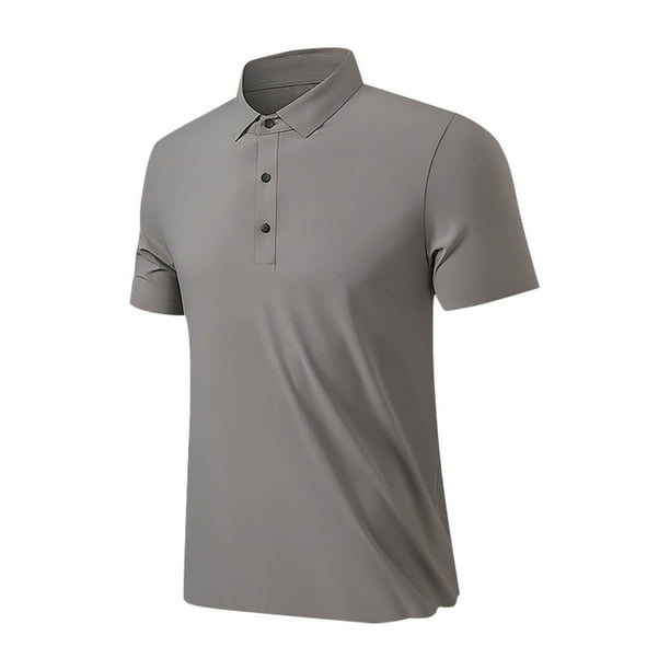 pstuiky Camisa de manga corta para hombre, Camisa/camiseta informal de verano para hombre con solapa y botones lisos para uso diario y al aire libre camisas casuales para hombre xl