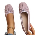thumbnail image 4 of Abomasnow Womens Flock Bow Decor Square Toe Slip‑On Ballet Flat Shoes Casual Lightweight Going Out Shoes, 4 of 9