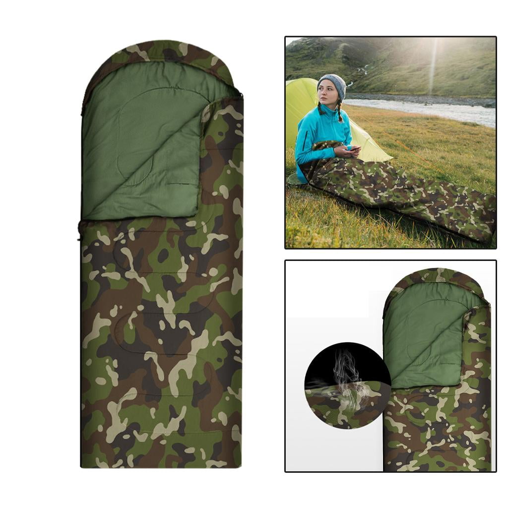 Axioma Portable Single Envelope Sleeping Bag with Zip Compact Warm Polyester Comfortable Green for Camping Hiking Winter Adult Indoor Backpacking