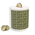 thumbnail image 2 of Cactus Piggy Bank, Cartoon Style Saguaro Cactus on Zigzag Stripes Background, Ceramic Coin Bank Money Box for Cash Saving, 3.6" X 3.2", Green Pale Brown Beige, by Ambesonne, 2 of 4