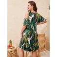 thumbnail image 5 of LATWIIV Women Plus Size Dresses Short Sleeve Cold Shoulder Casual T-Shirt Swing Dress with Pockets Flower78_3X, 5 of 8