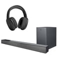 thumbnail image 1 of Combo Home Audio Roku barra de sonido 2.1 con subwoofer inalámbrico y Aurum audífono Over Ear inalámbrico STF color negro, 1 of 5