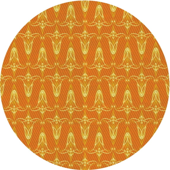 Ahgly Company Machine Washable Indoor Round Transitional Orange Red Orange Area Rugs, 8' Round