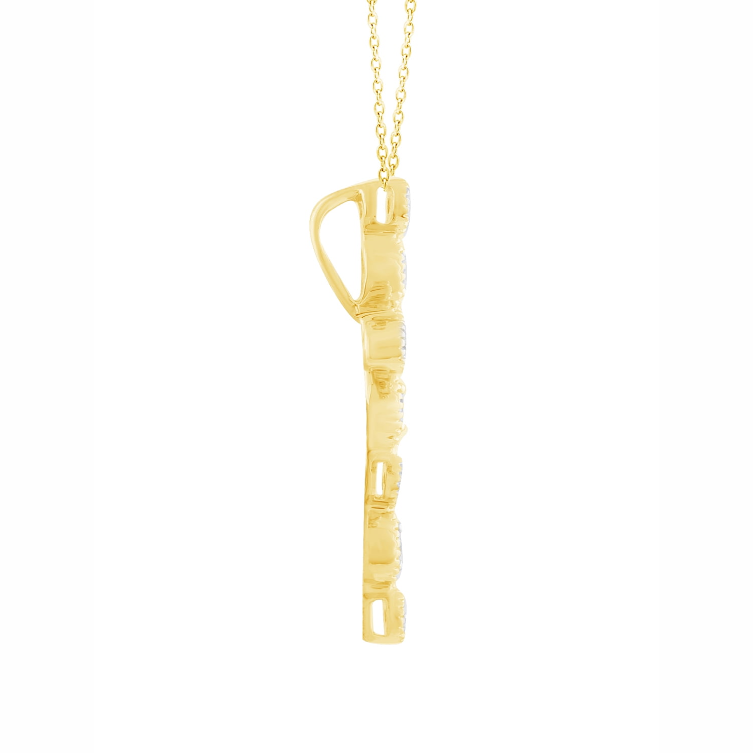 Brilliance Fine Jewelry Women's 1/6 CTTW Natural Diamond Cross Pendant and Necklace in 14K Gold Filled Chain