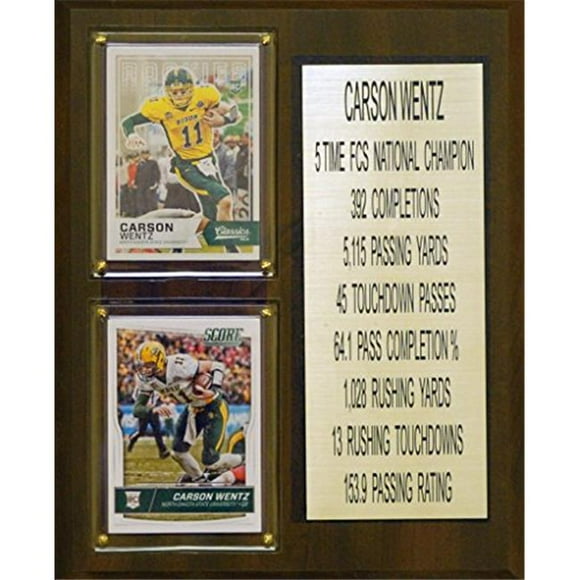 C & I Collectables 810WENTZCO 8 x 10 in. Carson Wentz NCAA North Dakota State Bison Two Card Stat Plaque