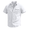 thumbnail image 3 of Guluxicc Men's Cotton Shirts with Pockets Button Down Short Sleeve Shirts for Everyday Wear Trendy Summer Casual Outfits, 3 of 8