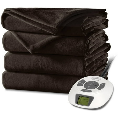 Velvet Plush Electric Blanket (King) Walnut - Sunbeam