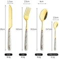 thumbnail image 2 of 24PCS Gilded Stainless Steel Flatware Set Handle with Ceramic Kitchen Utensil Tableware Cutlery Set Service for 6  Steak Cutlery Set for Home and Restaurant, 2 of 6