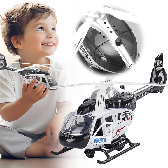Goowood Toy Helicopter Diecast Kids Helicopter Toy with Lights and Sound Pull Back Airplane Toy for Boys Age 4-7 Military Army Toys